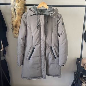Sam Edelman Hooded Down & Feather Fill Parka with Faux Fur Trim